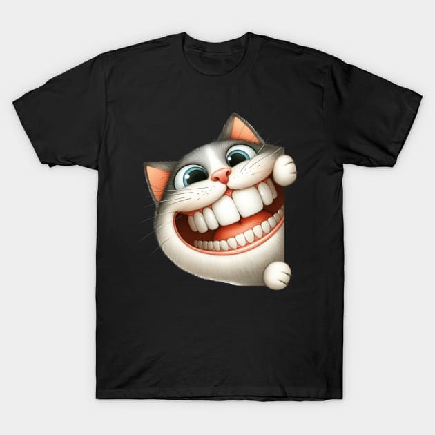 Cute Cat Playing Peek a Boo T-Shirt by 1AlmightySprout